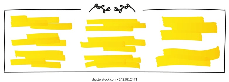 Conjunto de fondos de color amarillo brillante de un separador de texto para la decoración de notas, cuadernos, collages. Resaltado, diseño de texto.