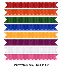 Set of Brightly Colored Grosgrain Ribbon Textures. Vector Illustration. Also see other color sets.