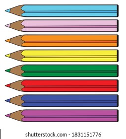 Un conjunto de lápices de colores vivos sobre un fondo blanco