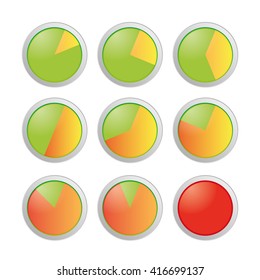 Set of brightly colored pie charts, vector