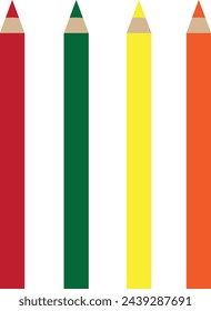 Un juego de lápices de colores vivos rojo, amarillo, verde y naranja