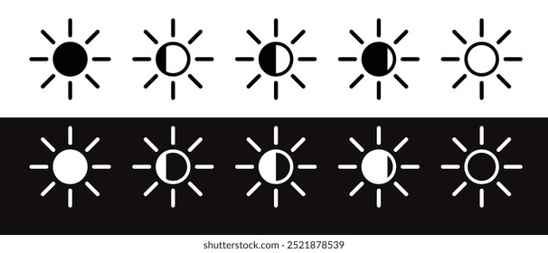 set of brightness control symbol. night and day mode icon. vector illustration.