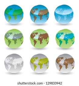 set of brilliant colored globes. vector eps10