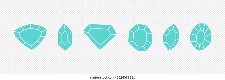 Brillante Diamanten im flachen Stil. Vektor. Auf weißem Hintergrund.