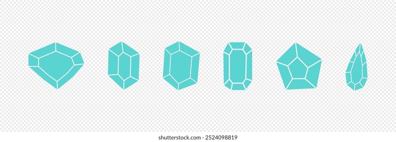 Brillante Diamanten im flachen Stil. Vektor. Auf weißem Hintergrund.