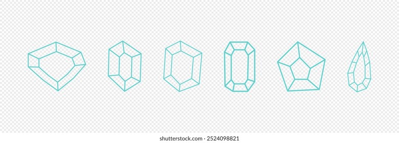 Brillante Diamanten im flachen Stil. Vektor. Auf weißem Hintergrund.