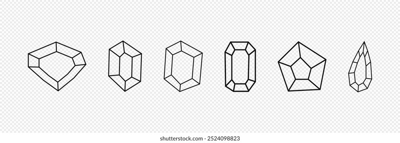 Brillante Diamanten im flachen Stil. Vektor. Auf weißem Hintergrund.