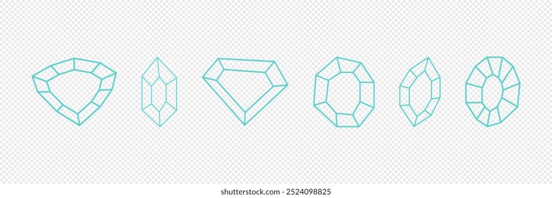 Brillante Diamanten im flachen Stil. Vektor. Auf weißem Hintergrund.
