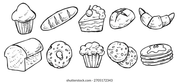 Set of Brioche vector illustration