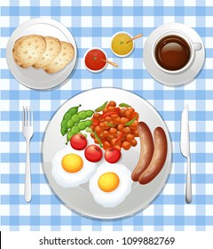 Ilustración de un Set de Desayuno Británico