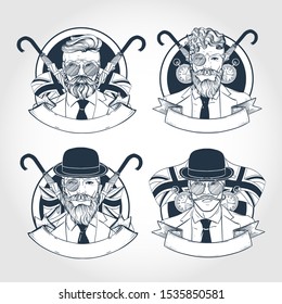 Set of british men. Vector illustration