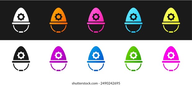 Set British police helmet icon isolated on black and white background.  Vector