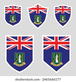 Set of British Virgin Islands Flag in Shield Shape Frame