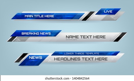 Set of Broadcast News Lower Thirds Banner for Television, Video and Media Channel