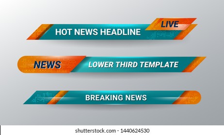 Set of Broadcast News Lower Thirds Template for Television, Video and Media Channel