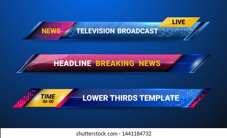 Set of Broadcast News Lower Thirds Template for Television, Video and Media Channel