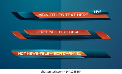 Set of Broadcast News Lower Thirds Template for Television, Video and Media Channel