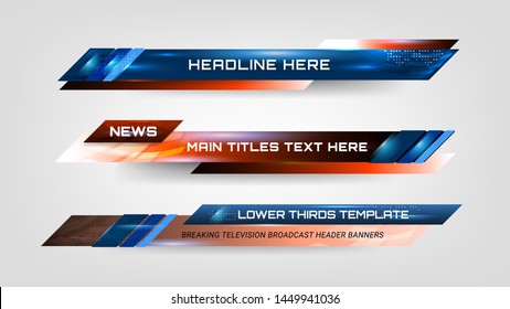 Set of Broadcast News Lower Thirds Template for Television, Video and Media Channel