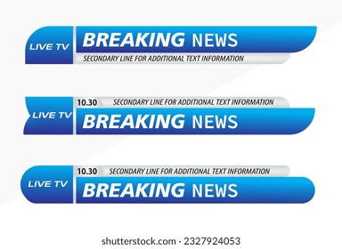 Set of Broadcast News Lower Thirds Banner for Television, Video and Media Channel