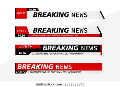 Set of Broadcast News Lower Thirds Banner for Television, Video and Media Channel