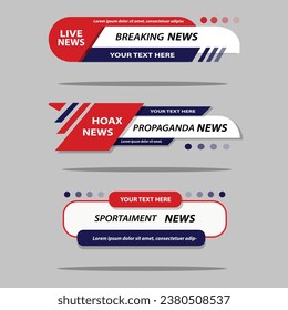 Set of Broadcast News Lower Thirds Banner for Television, Video and Media Channel. Vector EPS File