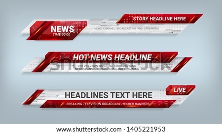 Set of Broadcast News Lower Thirds Banner for Television, Video and Media Channel