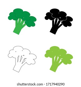 Set of broccoli in different style isolated on white background. Vector illustration.