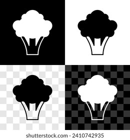 Set Broccoli icon isolated on black and white, transparent background.  Vector