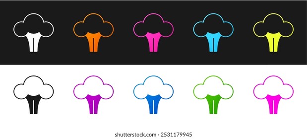 Set Broccoli icon isolated on black and white background.  Vector