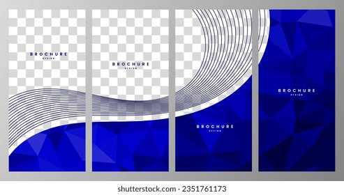 conjunto de folletos abstractos triángulos geométricos fondo azul