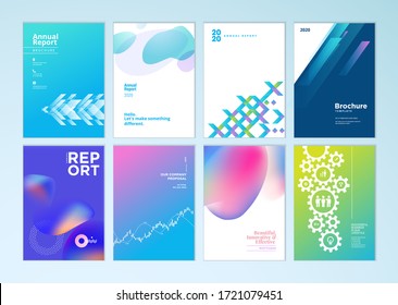 Set of brochure, annual report, business plan cover design templates. Vector illustrations for business presentation, business paper, corporate document, flyer and marketing material.