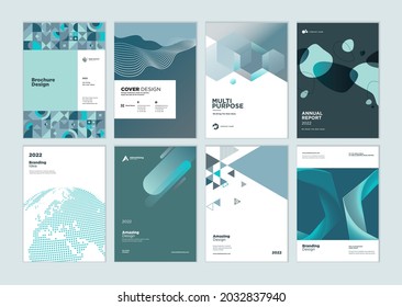 Set of brochure, annual report, business plan cover design templates. Vector illustrations for business presentation, business paper, corporate document, and marketing material.