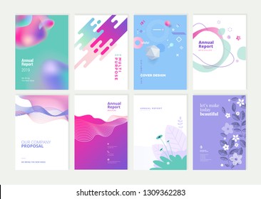 Set of brochure, annual report and cover design templates for beauty, spa, wellness, natural products, cosmetics, fashion, healthcare. Vector illustrations for business presentation, and marketing.