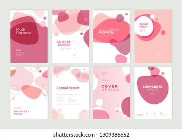 Set of brochure, annual report and cover design templates for beauty, spa, wellness, natural products, cosmetics, fashion, healthcare. Vector illustrations for business presentation, and marketing.