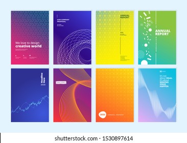 Set of brochure, annual report, cover design templates. Vector illustrations for business presentation, business paper, corporate document, flyer and marketing material.