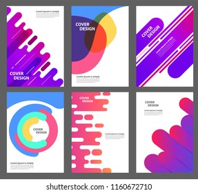 Set of brochure, annual report, flyer design templates in A4 size. Vector illustrations for business presentation Minimal geometric background. Dynamic shapes. Trendy gradient shapes