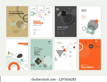 Set of brochure, annual report, flyer design templates in A4 size. Vector illustrations for business presentation, business paper, corporate document cover and layout template designs. Set of brochure, annual report, flyer design templates in A4 size. Vector illustrations for business presentation, business paper, corporate document cover and layout template designs.