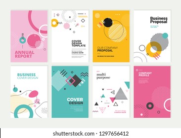 Set of brochure, annual report, flyer design templates in A4 size. Vector illustrations for business presentation, business paper, corporate document cover and layout template designs. Set of brochure, annual report, flyer design templates in A4 size. Vector illustrations for business presentation, business paper, corporate document cover and layout template designs.