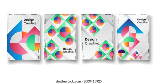 Set of brochure, annual report, flyer design templates. Vector illustrations for business presentation, business paper, corporate document cover and layout template designs.