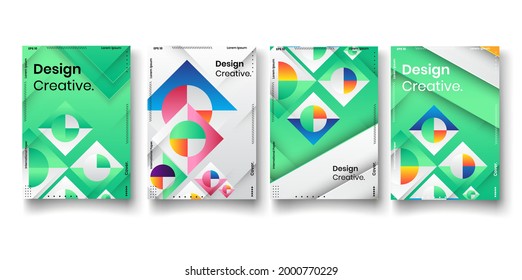 Set of brochure, annual report, flyer design templates. Vector illustrations for business presentation, business paper, corporate document cover and layout template designs.