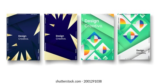 Set of brochure, annual report, flyer design templates. Vector illustrations for business presentation, business paper, corporate document cover and layout template designs.