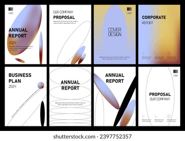 Set of brochure, annual report, flyer design templates. Vector illustrations for business presentation, business paper, corporate document cover and layout template designs.