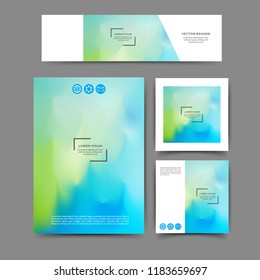 Set of  brochure and banner template with abstract blurred background