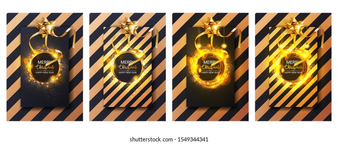 Set of brochure, Christmas card, cover design templates. Vector illustrations for invitations, congratulations, flyer and marketing material. - Vector