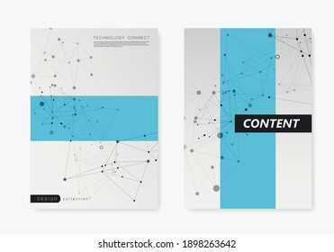 Set brochure connect lines. Geometric background. Website template design. Minimal style design. Corporate document. Geometric art. Brochure, book, magazine template. Business card