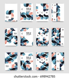 Conjunto de fondo de la cubierta del folleto, una plantilla 4. Diseños de diseño de presentaciones empresariales, diseños de folletos o volantes o banners web geométricos