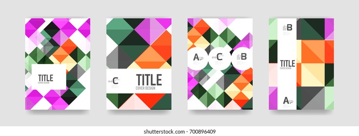 Conjunto de fondo de la cubierta del folleto, una plantilla 4. Diseños de diseño de presentaciones empresariales, diseños de folletos o volantes o banners web geométricos