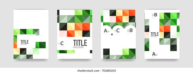 Conjunto de fondo de la cubierta del folleto, una plantilla 4. Diseños de diseño de presentaciones empresariales, diseños de folletos o volantes o banners web geométricos