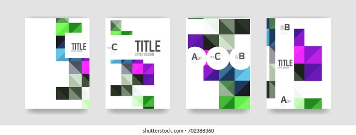 Conjunto de fondo de la cubierta del folleto, una plantilla 4. Diseños de diseño de presentaciones empresariales, folletos o pancartas web geométricas o de volante