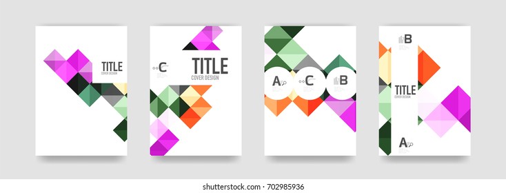Conjunto de fondo de la cubierta del folleto, una plantilla 4. Diseños de diseño de presentaciones empresariales, diseños de folletos o volantes o banners web geométricos